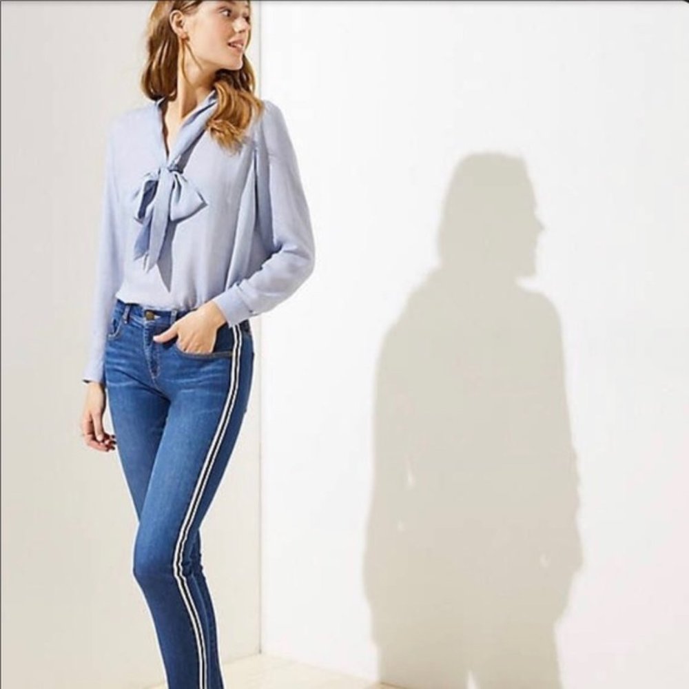 LOFT Pinstripe Slim Pocket high rise Skinny Jeans